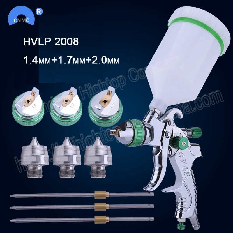 

HVLP Paint Spray Gun Set Gravity Feed 1.4mm 1.7mm 2.0mm Three Nozzles DIY Auto Car Face Paint Spray Gun