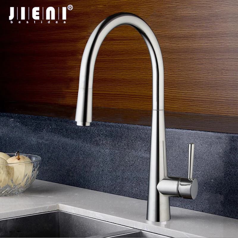 

JIENI 360 Swivel Chrome Finish Kitchen Faucet Pull Out Spout Chrome Kitchen Sink Basin Vanity Laundry Mixer Tap Swivel Faucet