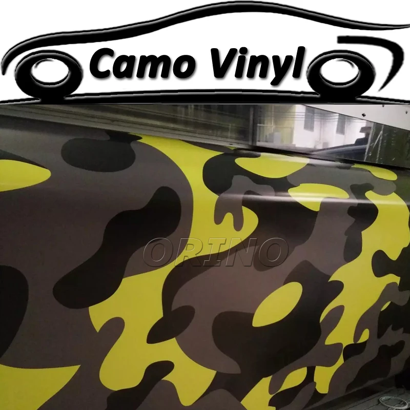 Car Styling Large Yellow Black Camouflage Vinyl Wrapping Urban Camouflage Car Wrap Vinyl Sticker Car Body Covers Air Bubble Free