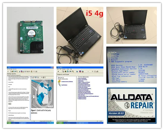 Alldata 10.53 نسخة مثبتة جميع البيانات 2in1 مع Comupter t410 (i5 4g) برنامج تشخيص السيارات والشاحنات HDD 1000GB WINDOWS7
