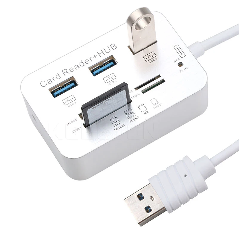 kebidu Micro Hub USB 2.0 Combo 3 Ports Card High Speed Reader Multi USB Splitter Combo All In One for PC Computer Accessories