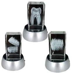 Dental 3D Tooth Model Clear Crystal Stand With LED Lamp Character Teeth Colorful Child Oral Souvenir Gift Decorarion