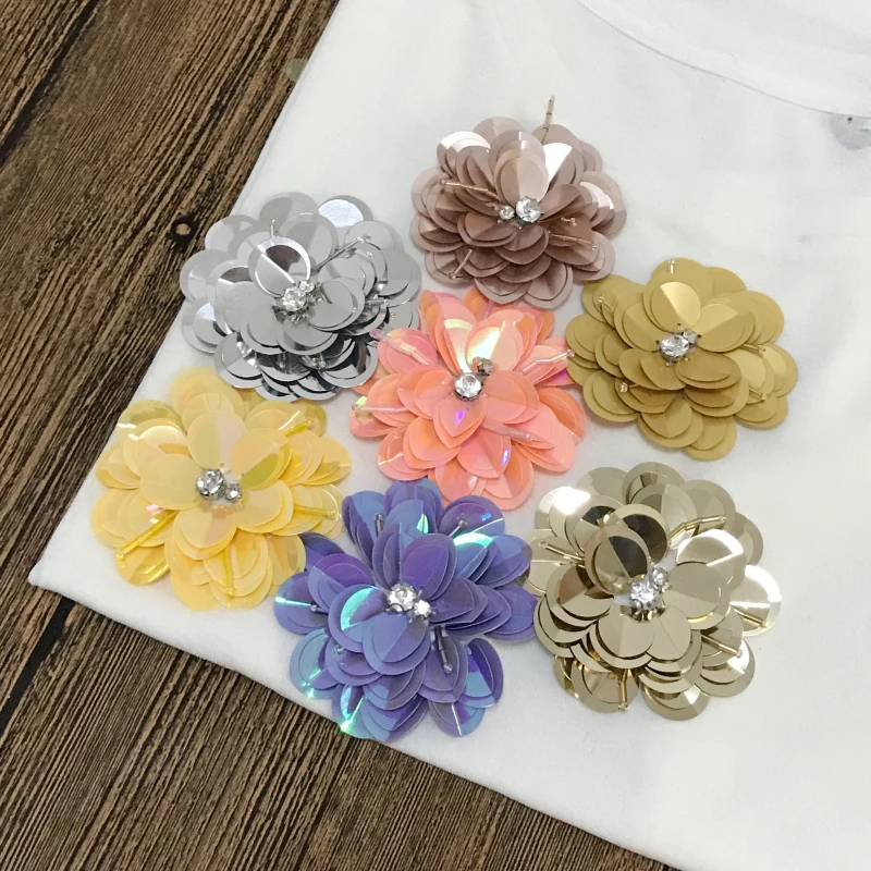 Multicolor large manual nail bead piece flower patch clothing bags shoes DIY accessories decorative flowers 3D applique