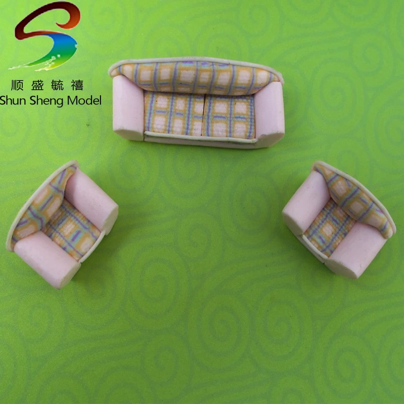 VSF14  2017 new model living room sofa set scale 1:25--1:50 design flower dollhouse miniature model accessories