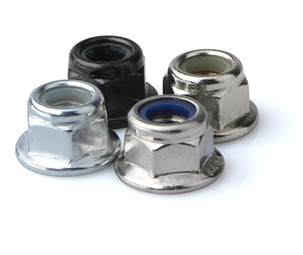 

M3 M4 M5 M6 M8 M10 M12 stainless steel 304 DIN 6926 Nylon Lock Flange nut plated steel hexagon nuts with flange 100pcs/lot