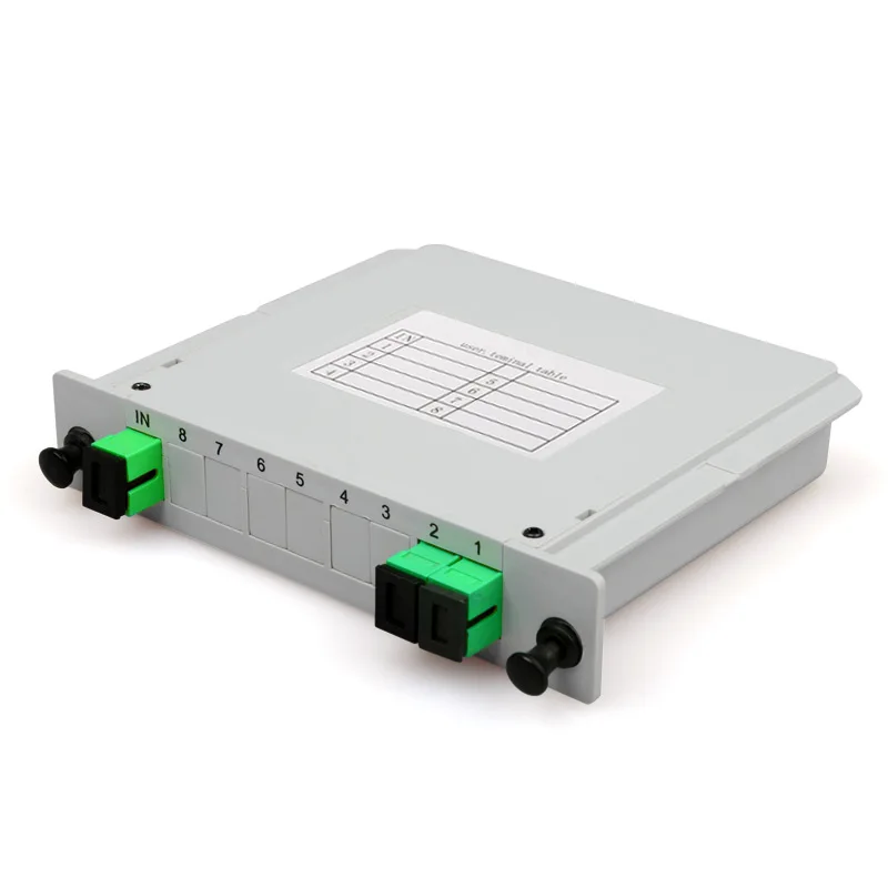 Fiber optic splitter 1 : 2 SC APC Connector Cassette PLC 1x2 optical splitter 1-2 way box CATV FTTH factory OEM