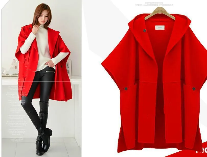 women's clothing European Suit-dress Cloak Woolen Loose Coat Winter Clothes Woollen Overcoat Fat Mm Long Windbreaker jacket