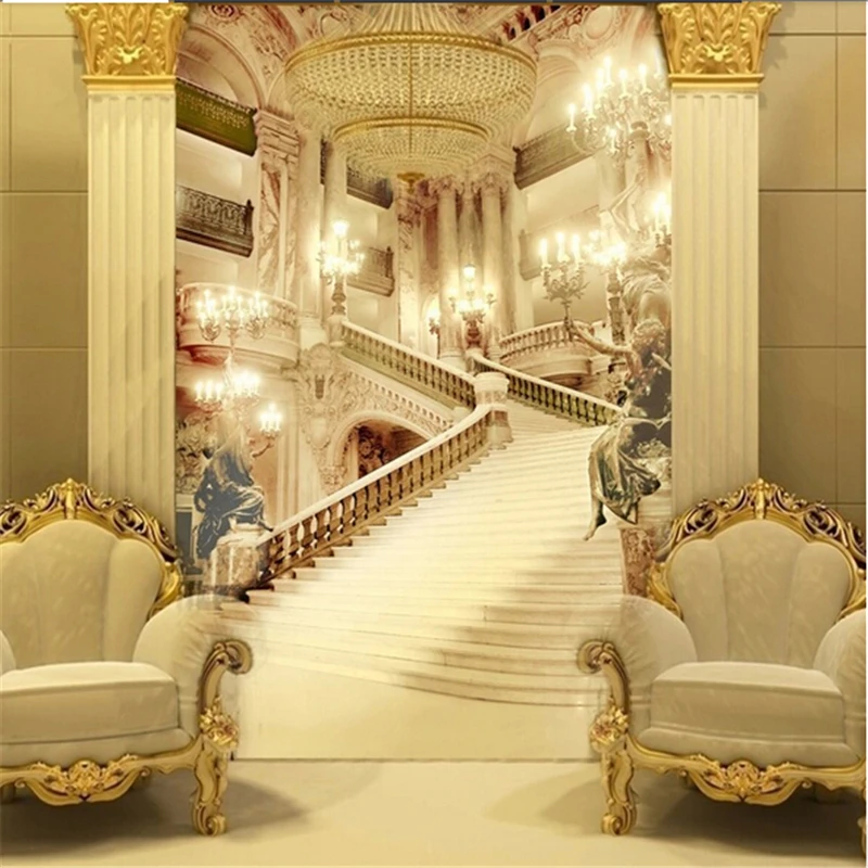 beibehang 3d murals Living room entrance mural wedding photography background painting background palace stairsl photo wallpaper