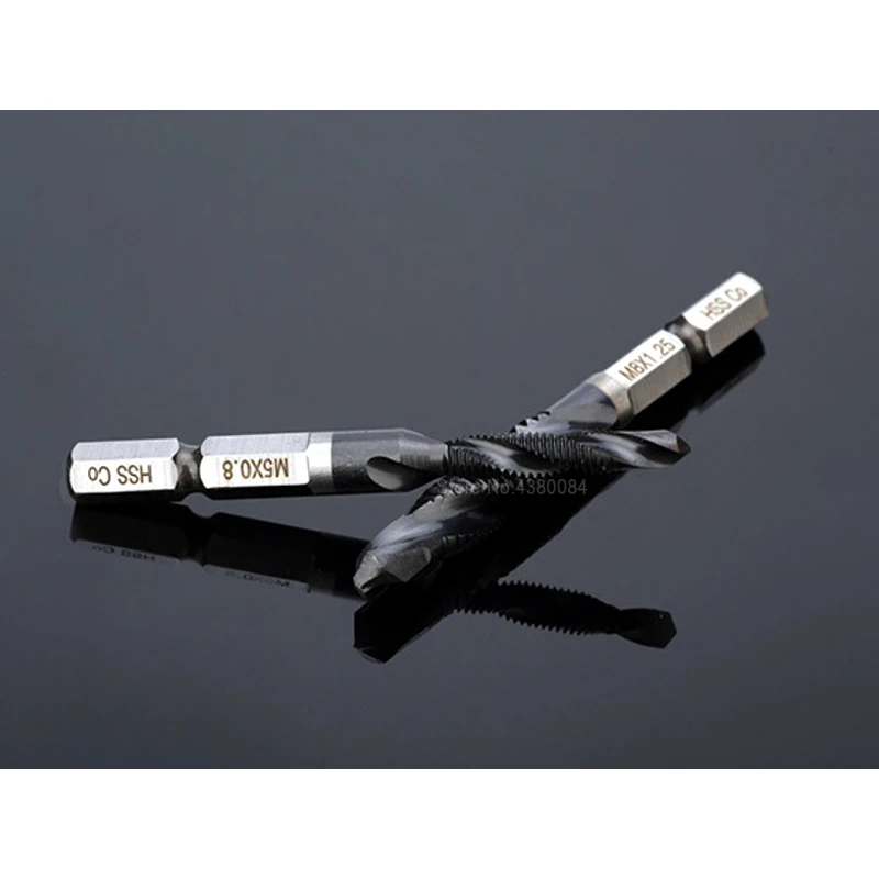 1 PC 4 Mm Cobalt HSS Spiral Menunjuk Kompleks Tekan Tiain M35 Stainless Steel Menekan Chamfering Alat Shank Hex Metrik m4 * 0.7