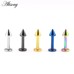 Alisouy 1PC 16G Surgical Steel Stud Earrings Piercing Black Blue Gold Color Labret Lip Ring Ear Cartilage Ombligo Body Jewelry