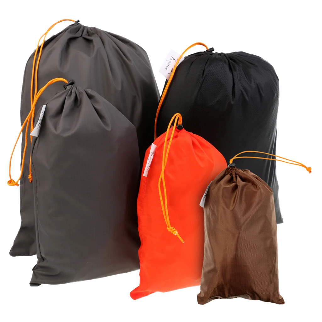 5pcs/set Stuff Sack Clothes Storage Bag for Camping, Hiking, Fishing, Biking, Outdoor Sports and Rafting