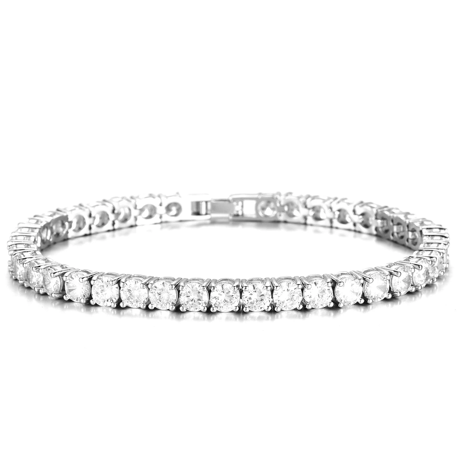 5mm Round Cut cubic zirconia women men jewelry 19cm 21cm wedding couple tennis prong CZ bling bracelet iced out style