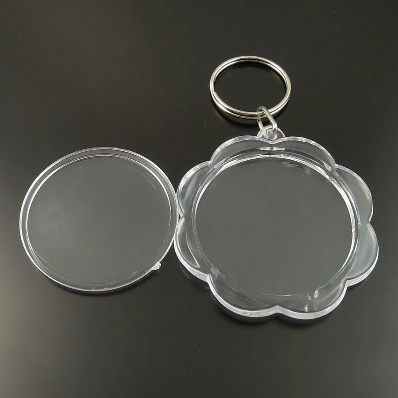 8pc Clear Transparent Round Water Wave Shape Key Chain Latest Design Key Ring Gift Best Selling Key Holder Inner Size 44mm 35666
