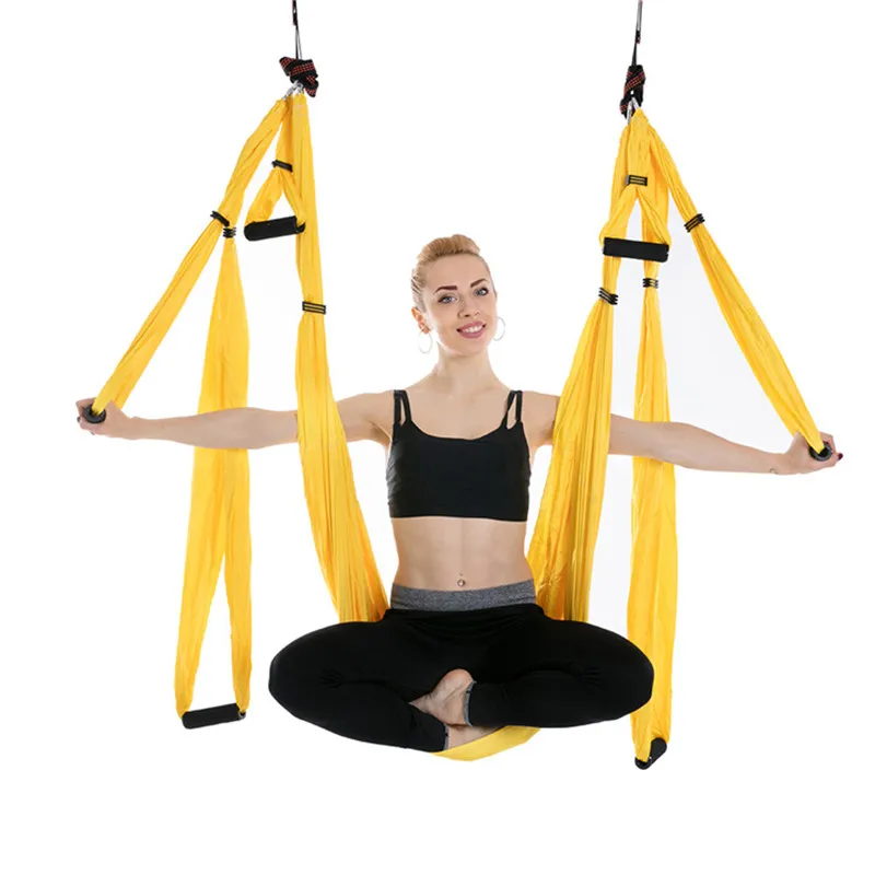 6 Handvat Anti-Gravity Yoga Hangmat Stof Yoga Vliegende Swing Tractie Apparaat Yoga Hangmat Set Apparatuur Voor Pilates Body vormgeven