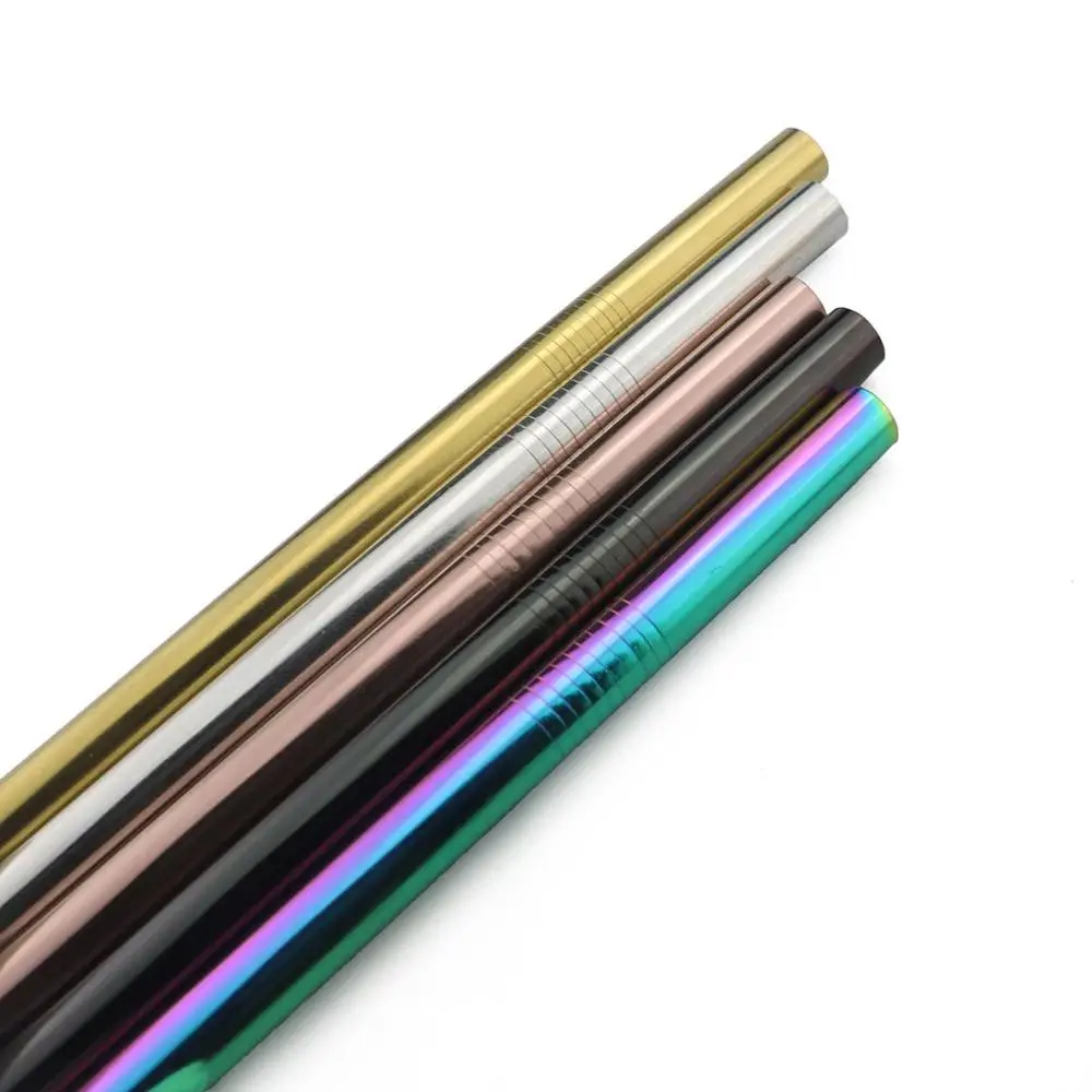 12mm Extra Wide Bubble Tea Straws Pink Green Rainbow Reusable Straws 304 Stainless Steel Milkshake Drinking Straw Dropshipping