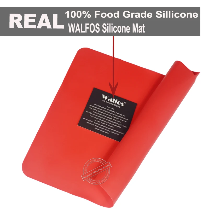 WALFOS 1 Piece Food Grade Baking Mat Heat Resistance Table Placemat Pad Silicone Oven Mat Heat Insulation Pad Bakeware Table Mat