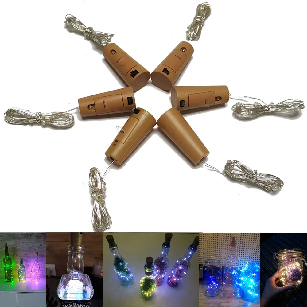 10X 1- 3M 10LED 20LED 30LED Wine Bottle Light Cork Shape Battery Copper Wire String Light for Bottle DIY Christmas Wedding Party