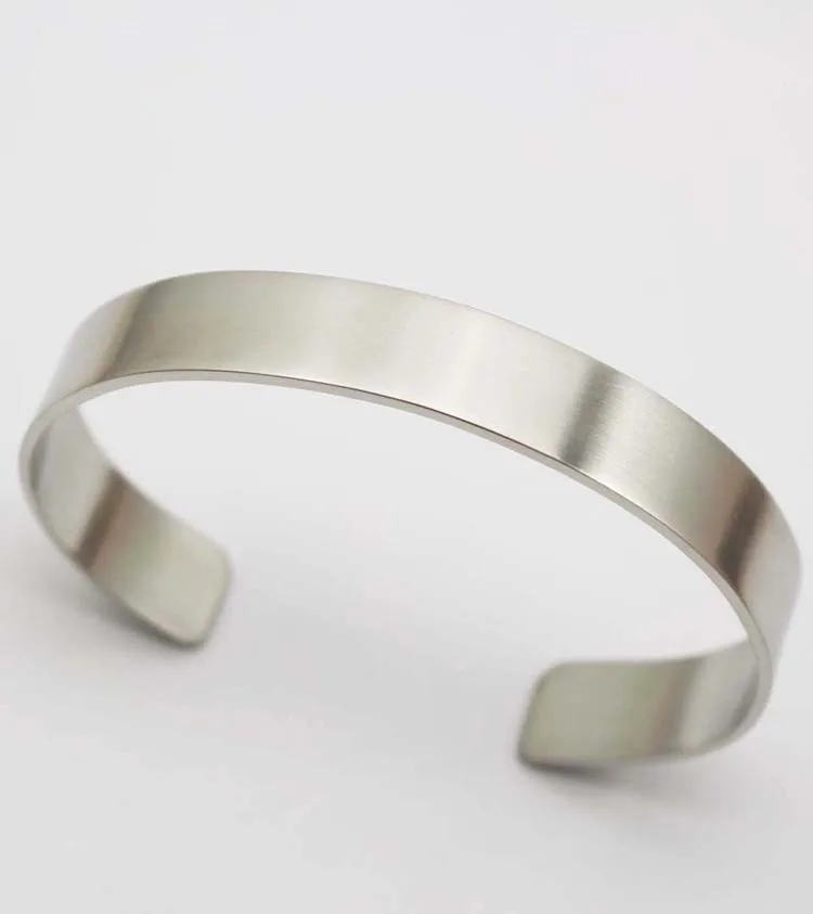 Wholesale Bulk Unisex Blank Metal Cuff Bangles Bracelets 316L Stainless Steel Plain Silver Color Bangles For Men Women