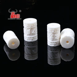 Natural baozhen yak bone carving six - word barrel beads DIY beads bracelet accessories.