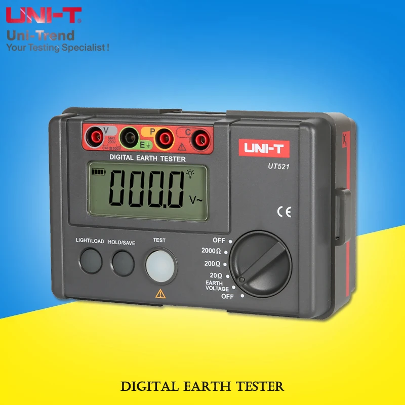 UNI-T UT521 Digital Earth Tester; Ground Resistance Tester / Data Storage / Full Symbol Display / Insulation Protection