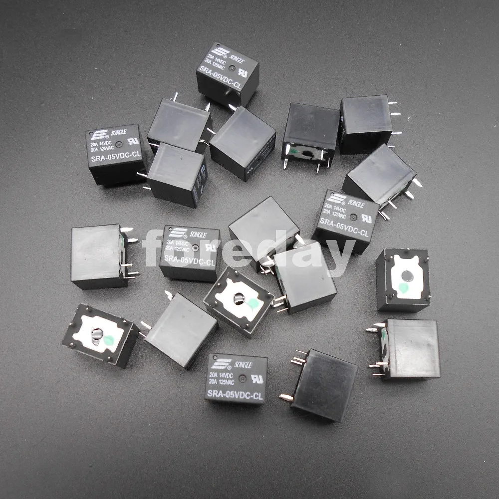 

50PCS Black SRA-5VDC-CL DC 5V Coil 20A PCB Hard Plastic General Purpose Relay 5 Pin SPDT NEW 50 PCS * FD142X50