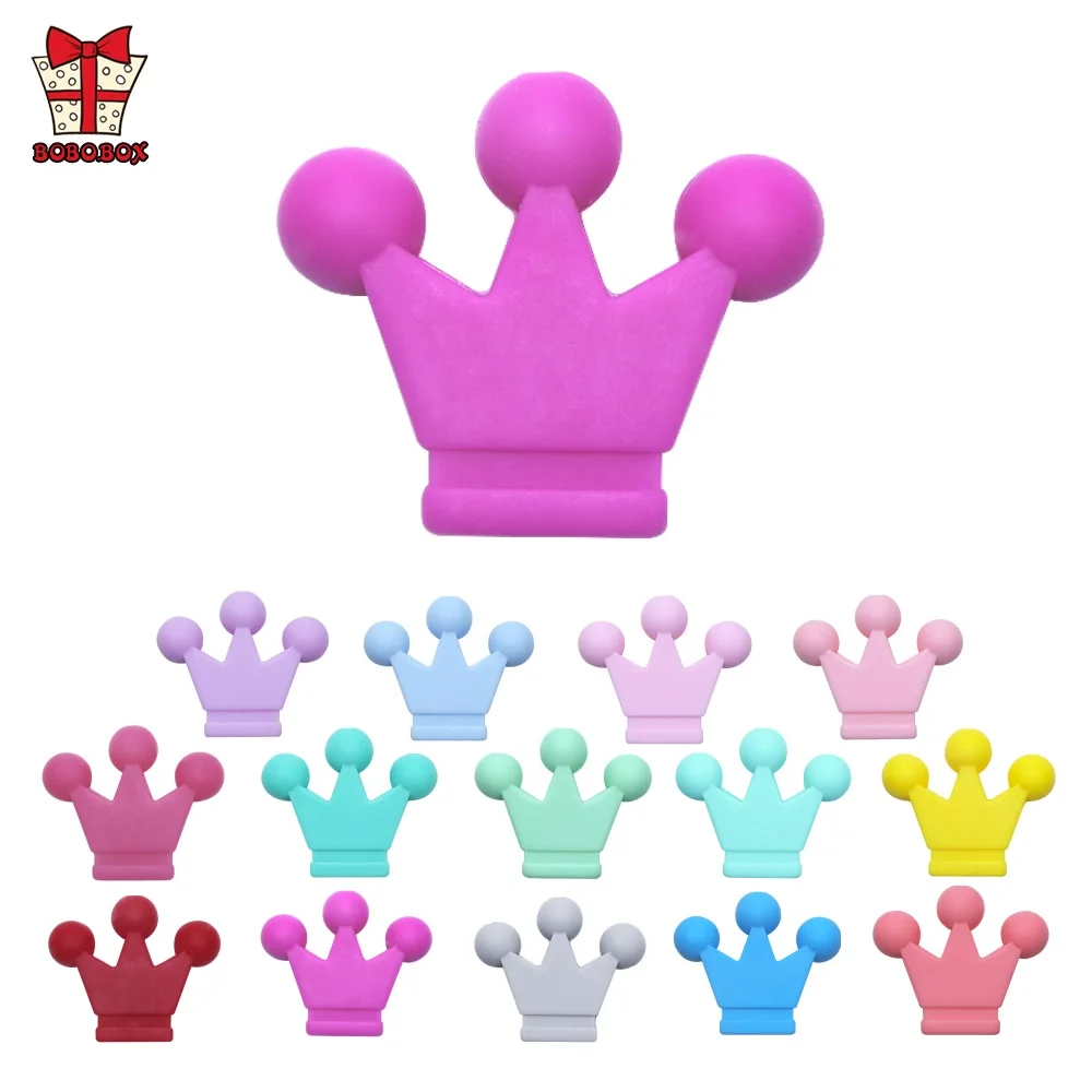 BOBO.BOX 10pcs Baby Teething Toys Crown Silicone Beads Food Grade Silicone DIY Pacifier Chain Pendant Accessories Baby Teethers