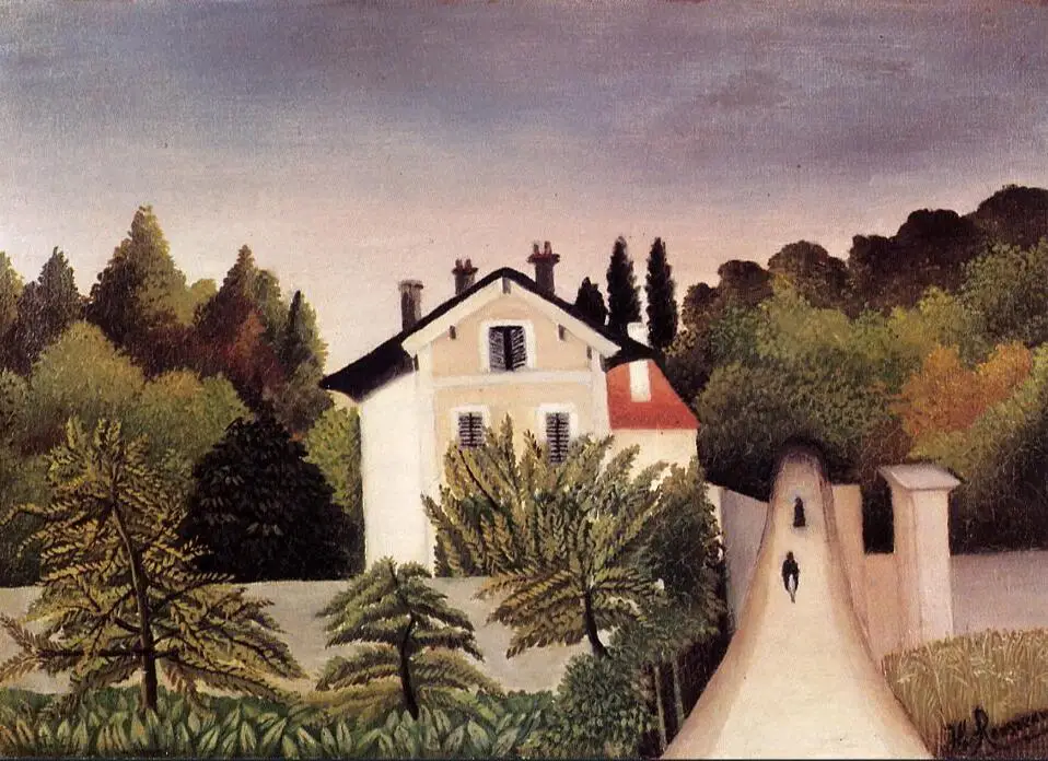 High quality Oil painting Canvas Reproductions House on the Outskirts of Paris (1902) by Henri Rousseau painting hand painted