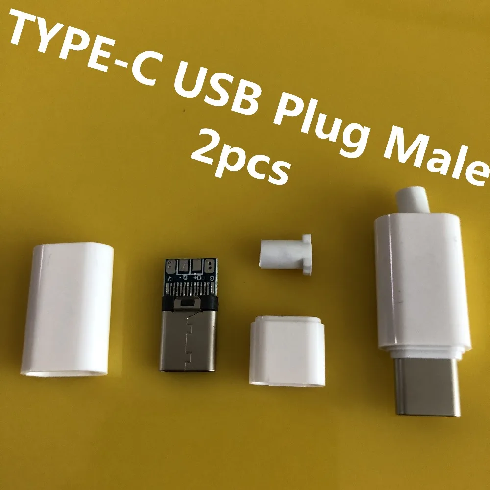 2PCS/LOT YT2156  TYPE-C USB Plug Male connector Black/White  welding Data OTG line interface  DIY data cable accessories