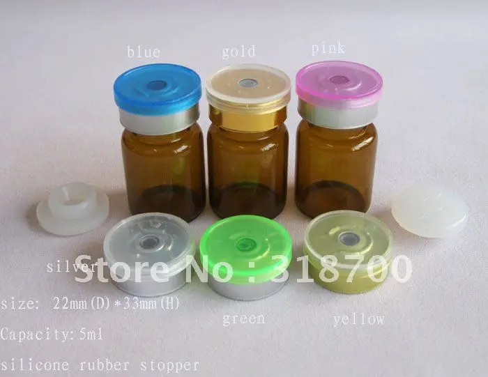 5ml amber glass vial +silicone rubber stopper + flip cap,2ml,3ml till 30ml is available