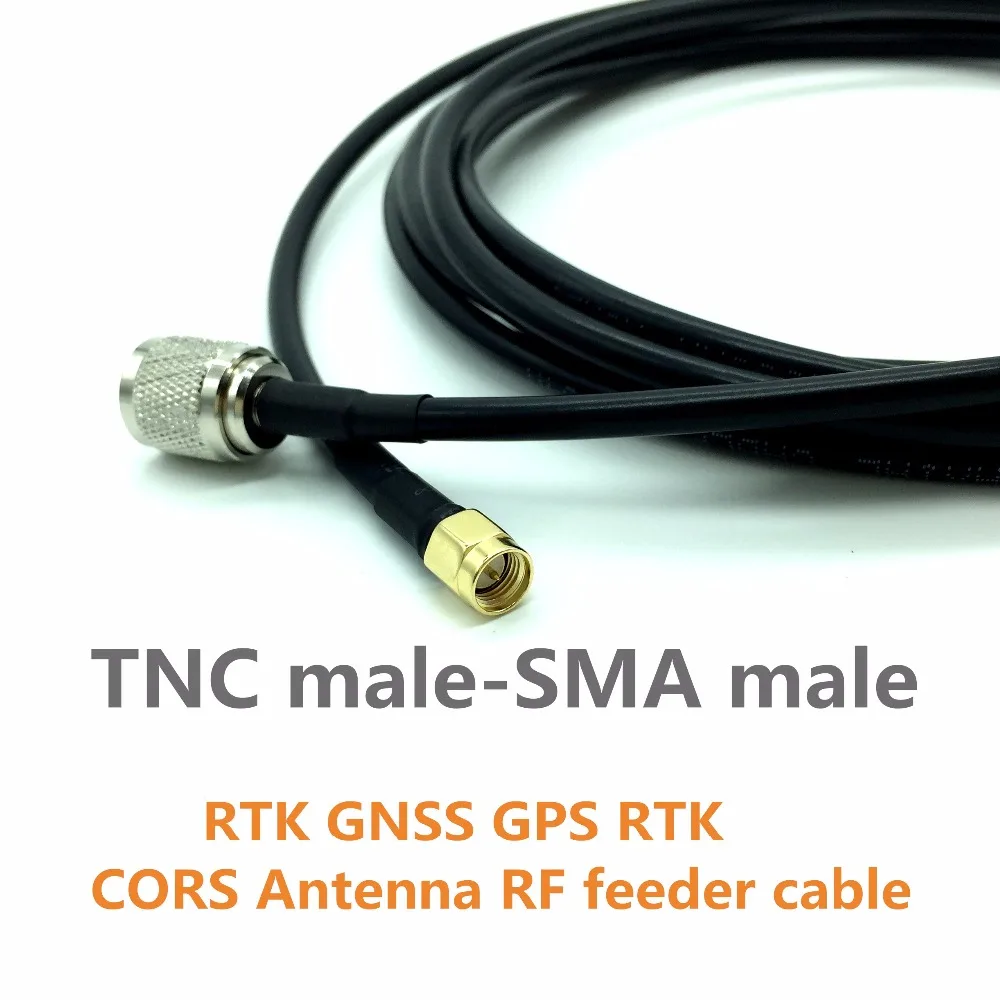 RG58 pure copper cable RF feeder cable TNC-SMA 5 meters,Applied to RTK GNSS antenna, CORS GPS antenna, Impedance: 50 ohms