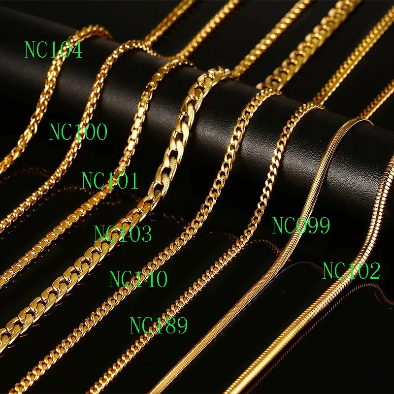 Vnox 24inch Long Chain Necklace With Stamp Snake Necklace Stainless Steel Gold Color