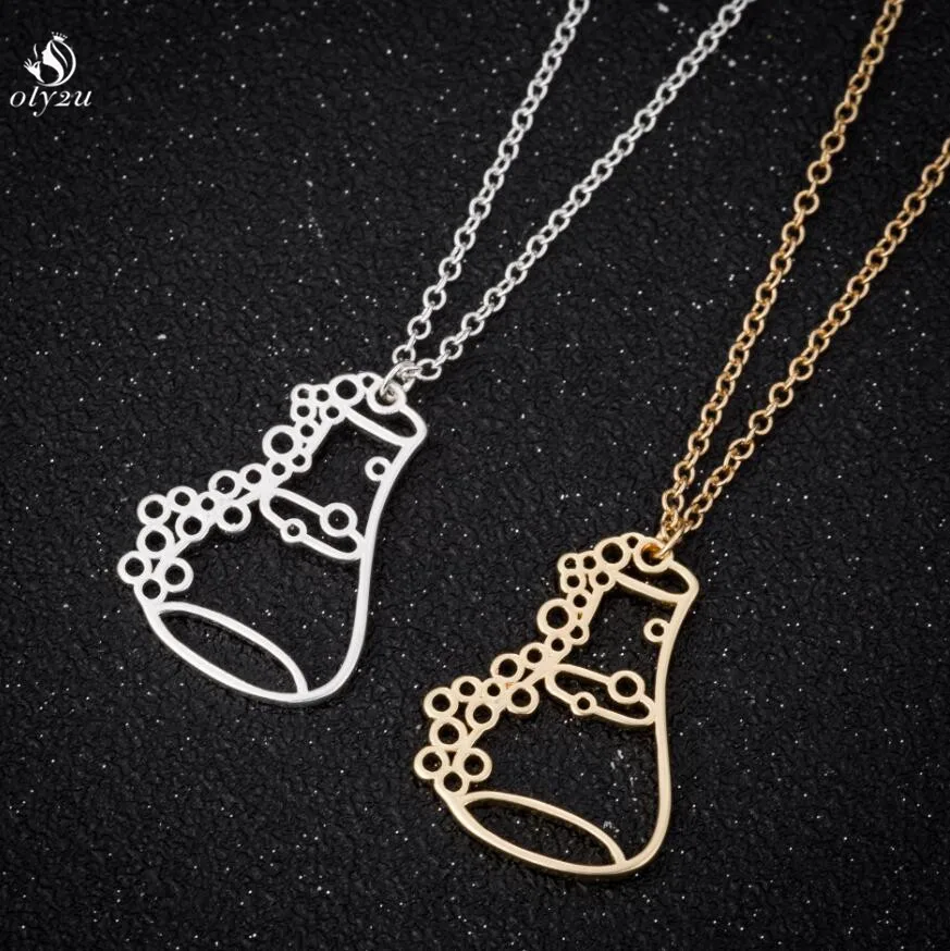 Oly2u Long Pendant Necklace Trendy Erlenmeyer Flask Necklace Potion Bottle Chemistry Laboratory Graduation Gift Conical Flask