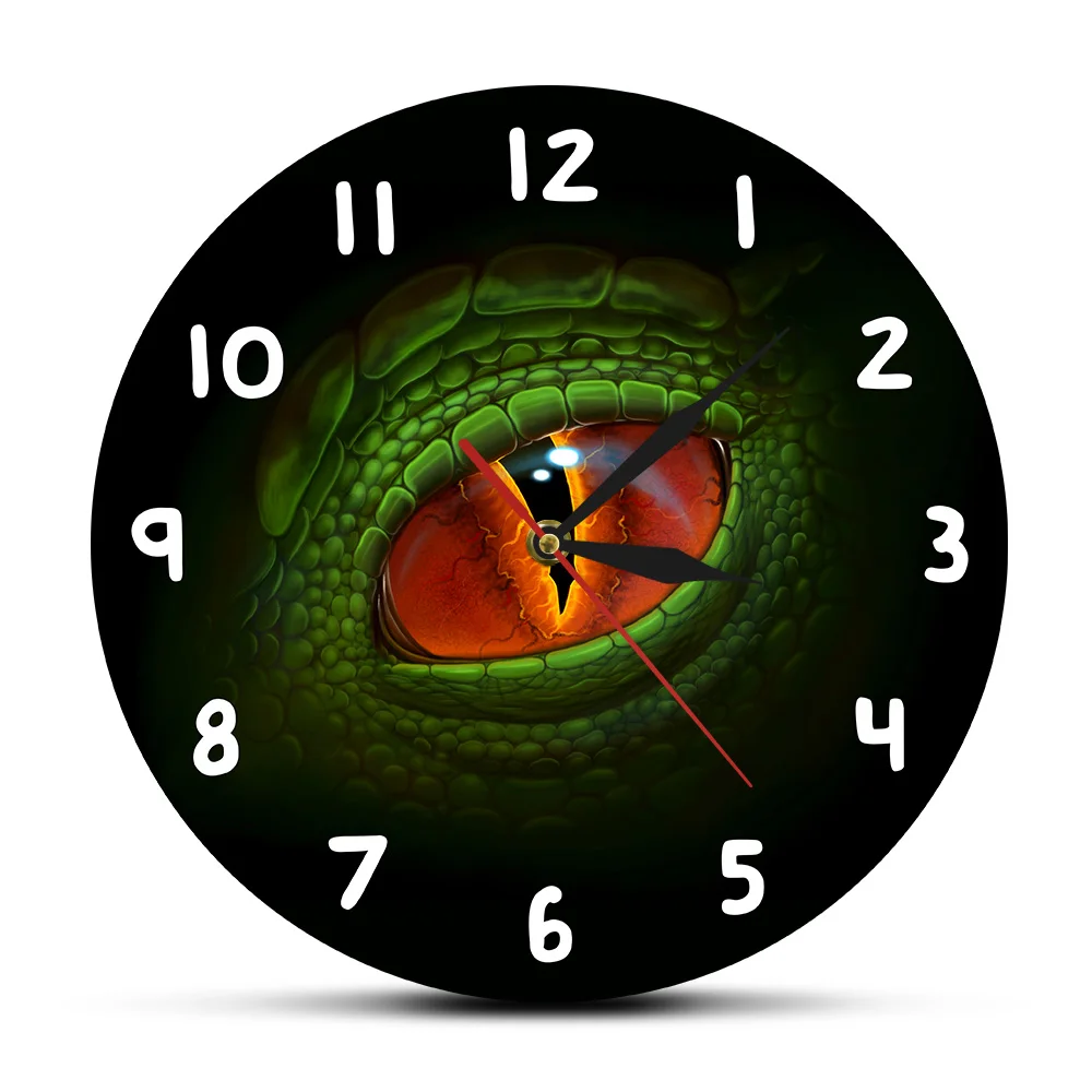 Green Dino Dragon Eye Fantasy Gothic Wall Clock Monster Eyeball Reptile Dinosaur Eye Modern Wall Clock Watch Home Decor Crafts