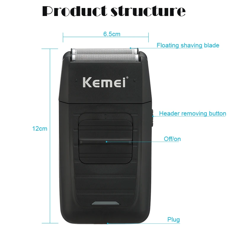 Kemei 1102 Electric Shaver Men Electric Razor Rechargeable Floating Beard Shaver Hair Trimmer Face Care Shaving Machine image 3