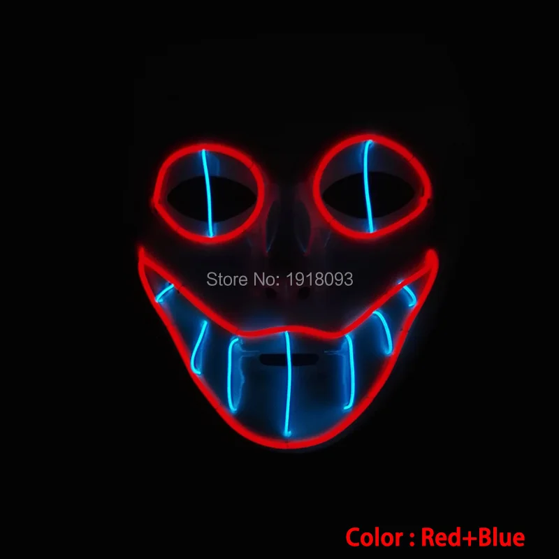 Vendite calde EL wire Horror smile Masks maschera di Halloween incandescente EL wire Festival LED incandescente illuminazione natalizia come regalo maschera di carnevale