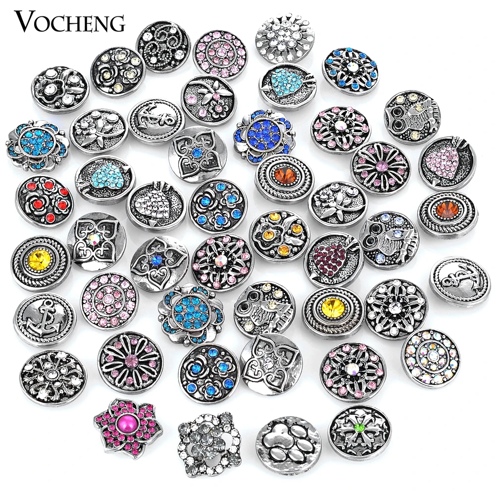 Wholesale Mix Sales 100pcs/bag Vintage Style Random 18mm Crystal Vocheng Snap Charms Button Ginger Snaps Jewelry Vn-904