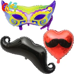 1 Pcs Dance Mask Anagram Carnival Foil Balloons Giant Beard Party Decoration Balloon Kids Toy Gifts Masquerade Party Shower