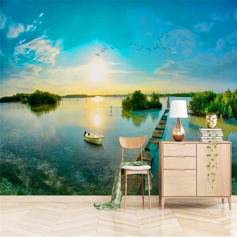 Parede de fundo costeiro de céu azul com estilo estético simples e moderno