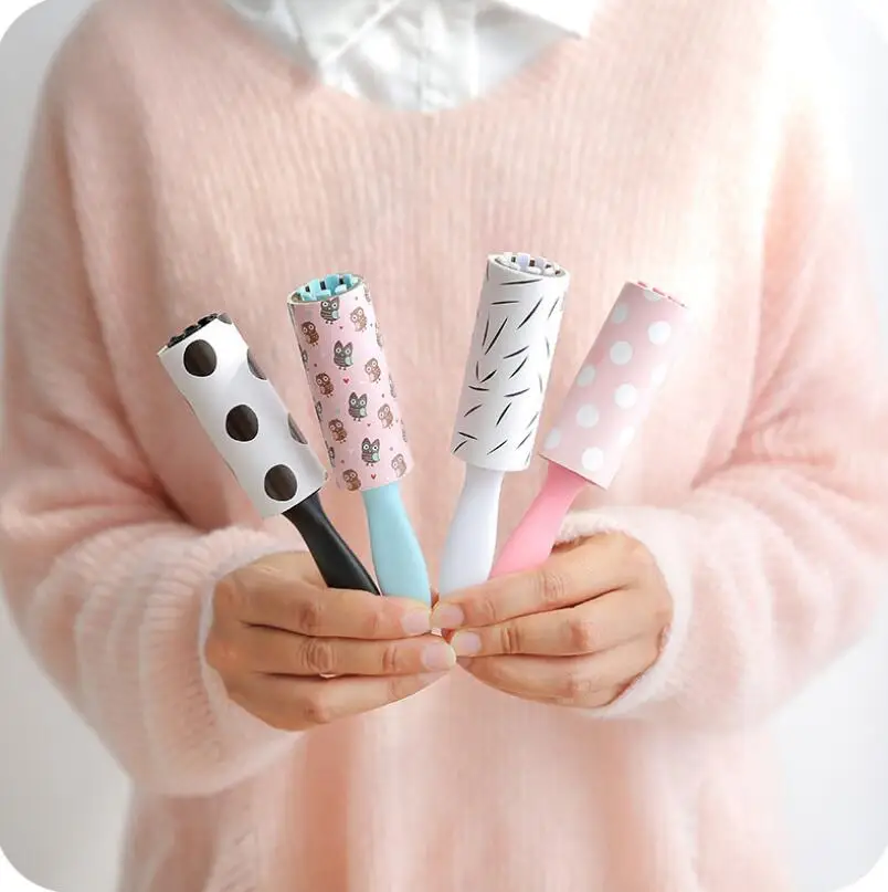 

mini lint sticking roller cute portable sticky picker pet hair remover cleaning brush roller LX6813