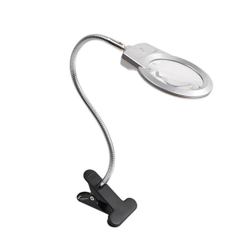 Led Clip-On Hose Lamp Magnifier,Desk Table Third Hand illuminate Magnifying Glass for Reading,Watch Repair, Handicraft,Binocular