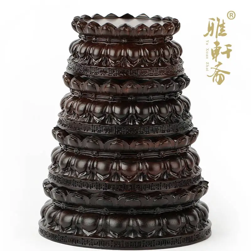 Tenking Zhai mahogany round vases base solid wood flowerpot decoration wooden ebony Buddha lotus base