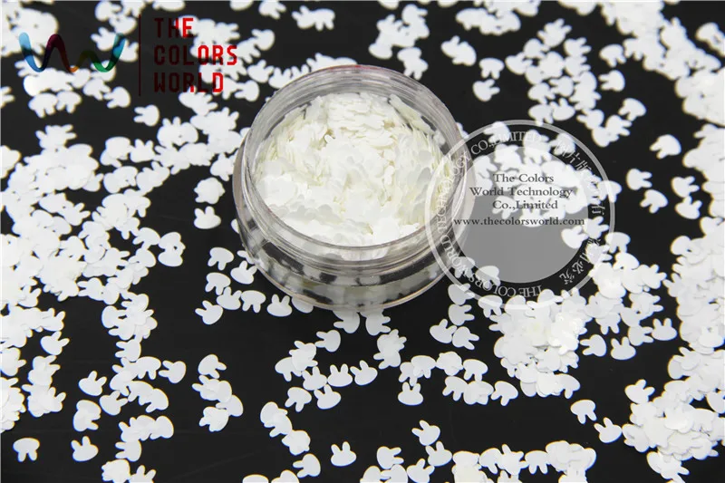 TCM1200 Solvent resistant utra thin White Color Rabbit shape 4MM Size  Glitter Spangles for Nail Polish and Other DIY decoration