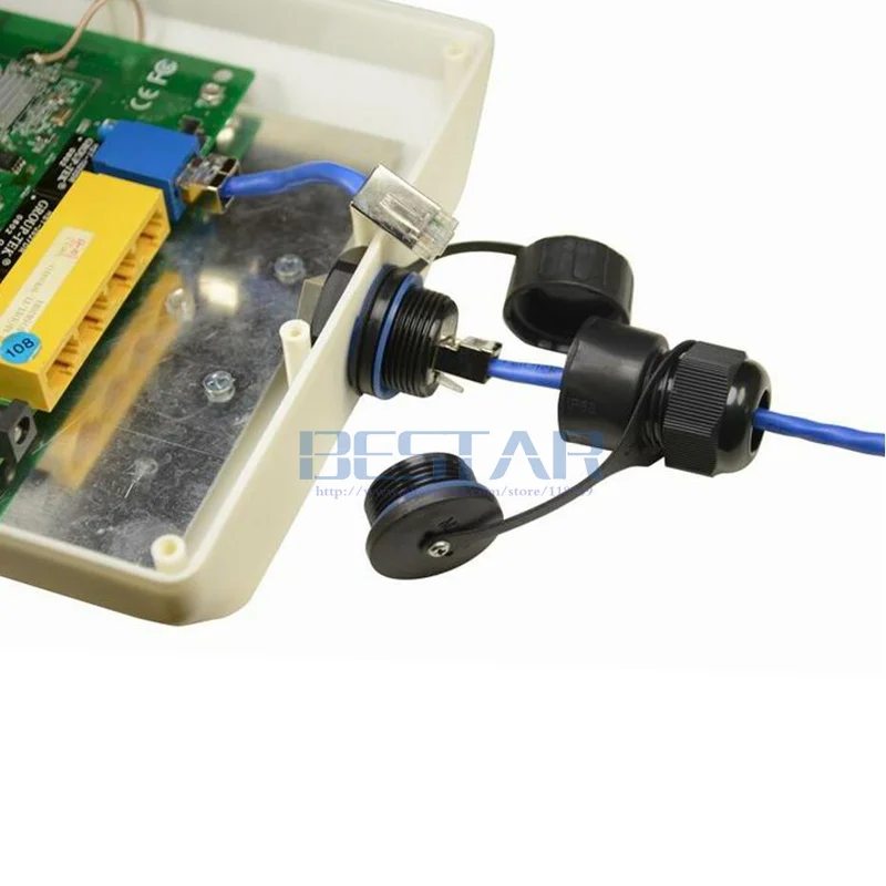 กันน้ำ RJ45 Connector CAT6,ethernet LAN RJ 45หญิง M25ตรงหัวป้องกัน & No Shielded กันน้ำซ็อกเก็ต2ฝาปิด