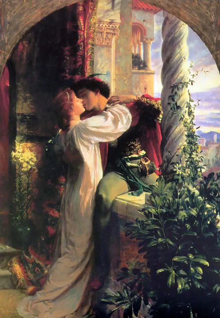 Classic Portrait Oil Painting on Canvas Wall Decoration Art Painting Frank Dicksee Romeo and Juliet Romantic Lovers Hand Painted