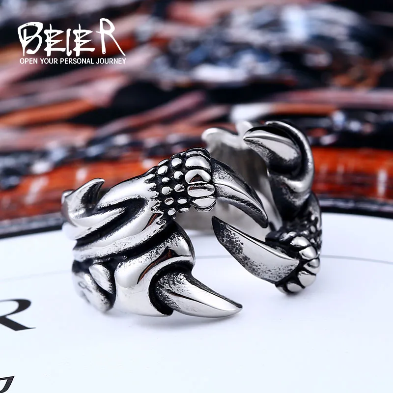 Beier new store 316L Stainless Steel ring Dragon Claw Ring for Men Fashion  Jewelry Biker Trendy  LLBR8-191R