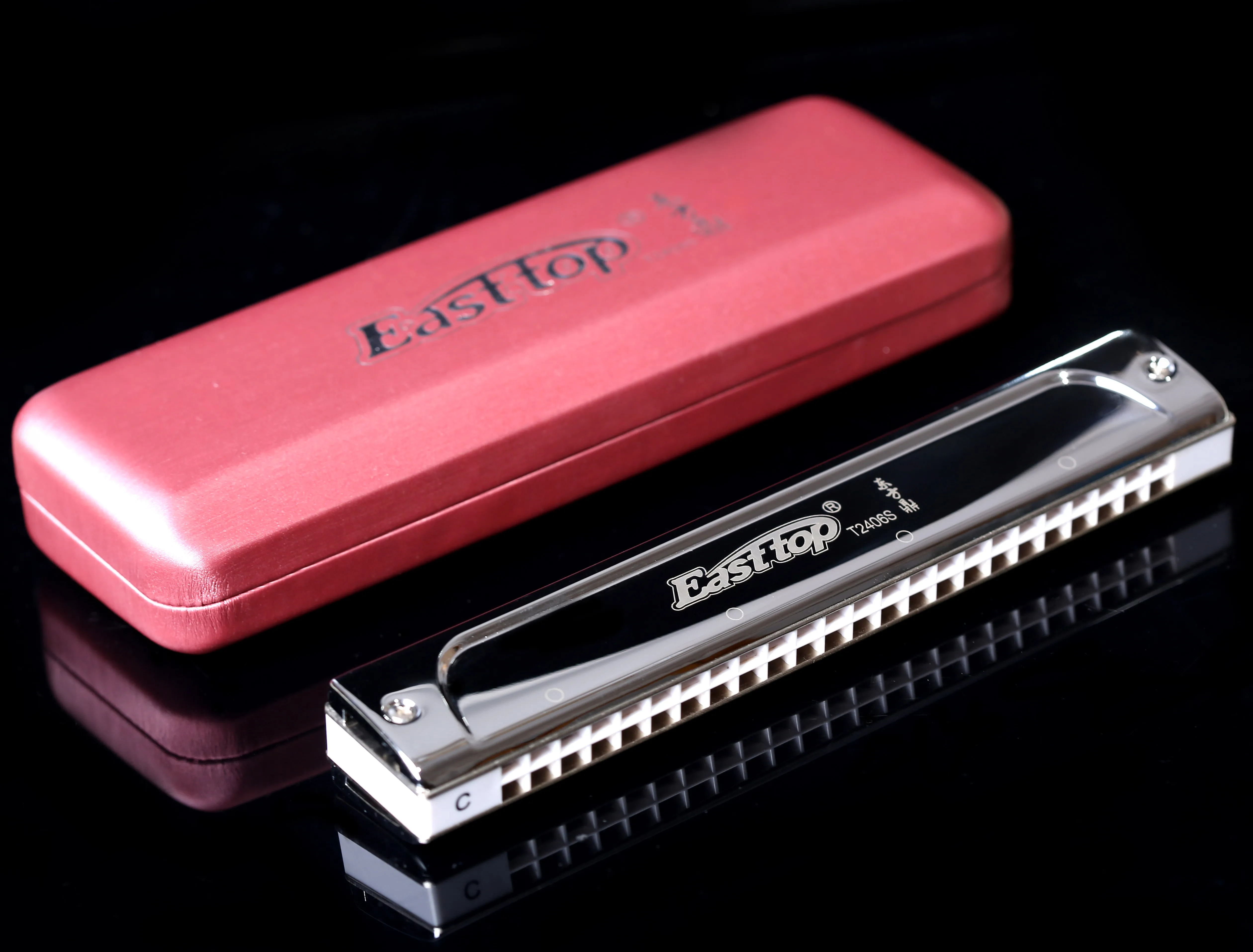 East top 24 hole tremolo harmonica,professional harmonica key of C,for beginner,player,performance