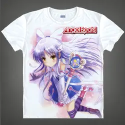 Coolprint Japanese manga Angel Beats T-Shirts anime shirt of Kanade Tachibana and Kanade, colorful Printing Shirt Novelty