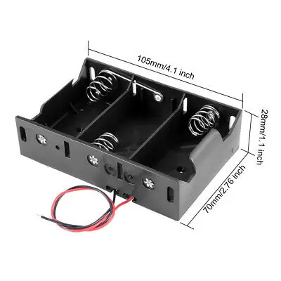Kotak Penyimpanan Casing Tempat Baterai 4.5V 3X1.5V D Kabel Baterai 5 Buah
