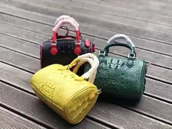 100% Real/Genuine Crocodile Skin Women shouder Handbag leather strap small mini size  yellow color crocodile skin lady tote bag