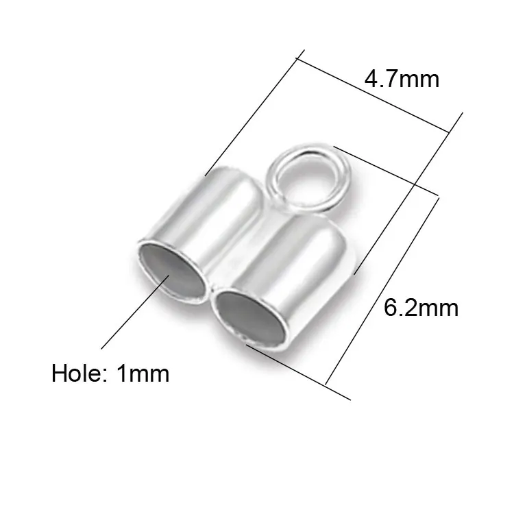 925 Sterling Silver 1mm 1.5mm 3.2mm Double Hole Ending Caps Jewelry Accessories For DIY Leather Cord Bracelets 10pcs/lot SSA102